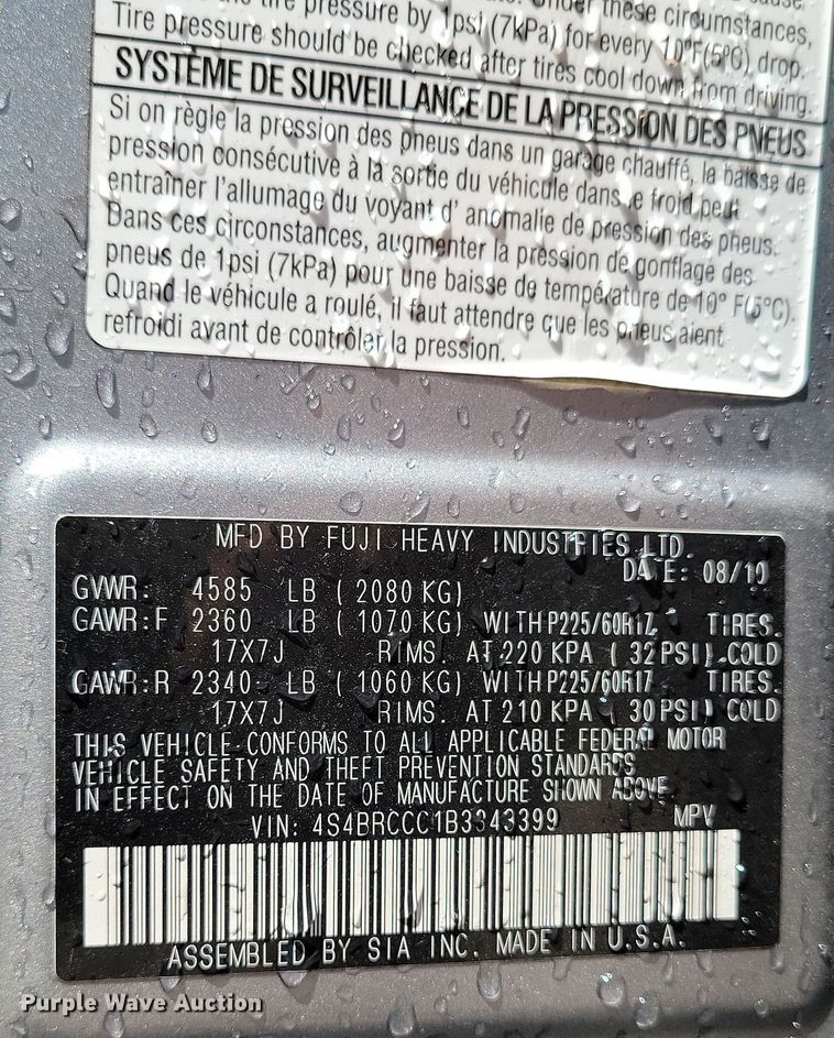 image for item DP1348 2011 Subaru Outback SUV