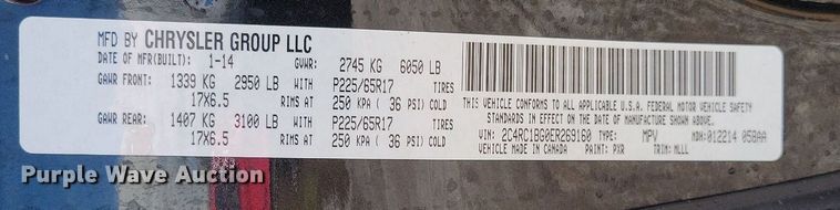 image for item DP1349 2014 Chrysler Town and Country van