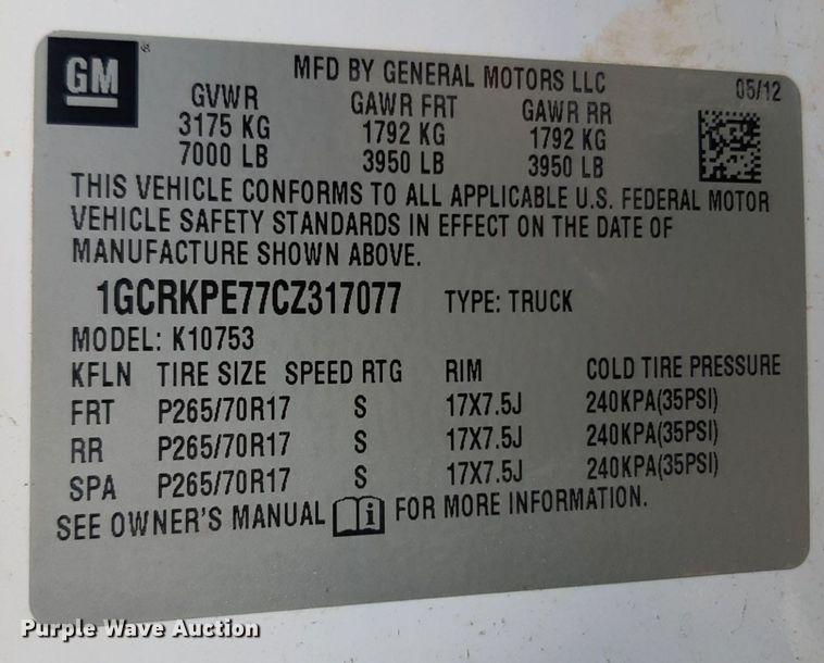 image for item DP2769 2012 Chevrolet  Silverado 1500 Ext. Cab pickup truck