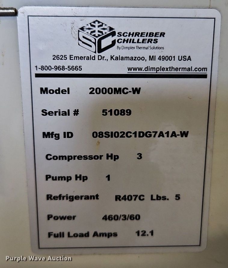 image for item DR8569 Schreiber Chillers 2000MC-W central chiller unit