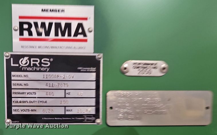 image for item DR8573 Lors Machinery  1100AP-1-DV press spot welder
