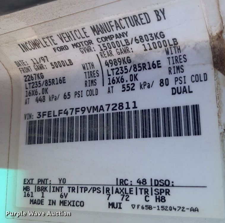 image for item DV9945 1997 Ford F450 Super Duty utility / service truck