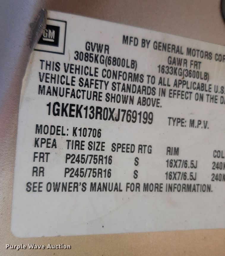 image for item DV9964 1999 GMC Yukon SLT SUV
