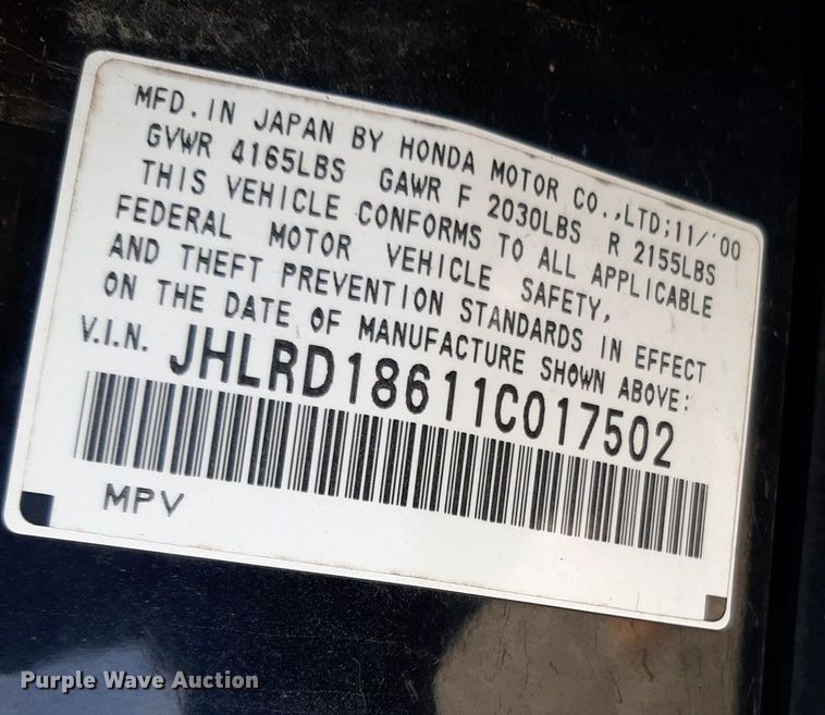 image for item DV9965 2001 Honda CR-V SUV