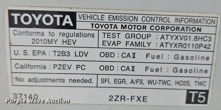 image for item EI3717 2010 Toyota  Prius 