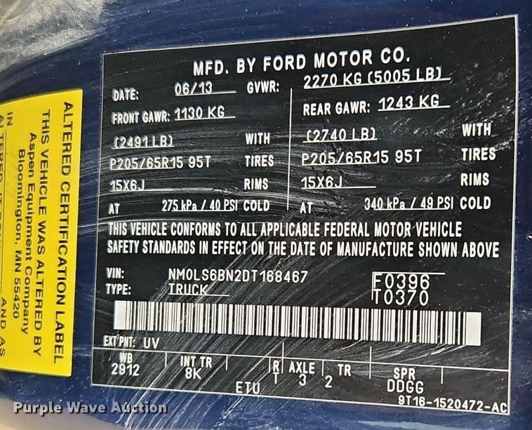 image for item EI3718 2013 Ford Transit Connect XLT van