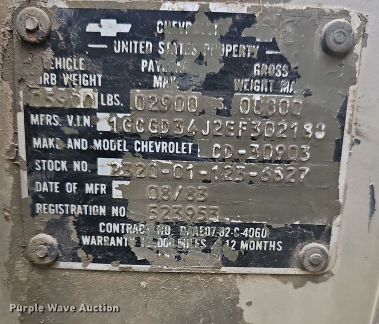 image for item EJ6226 1984 Chevrolet D30 bale bed pickup truck
