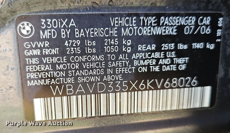 image for item EJ6302 2006 BMW  330xi 