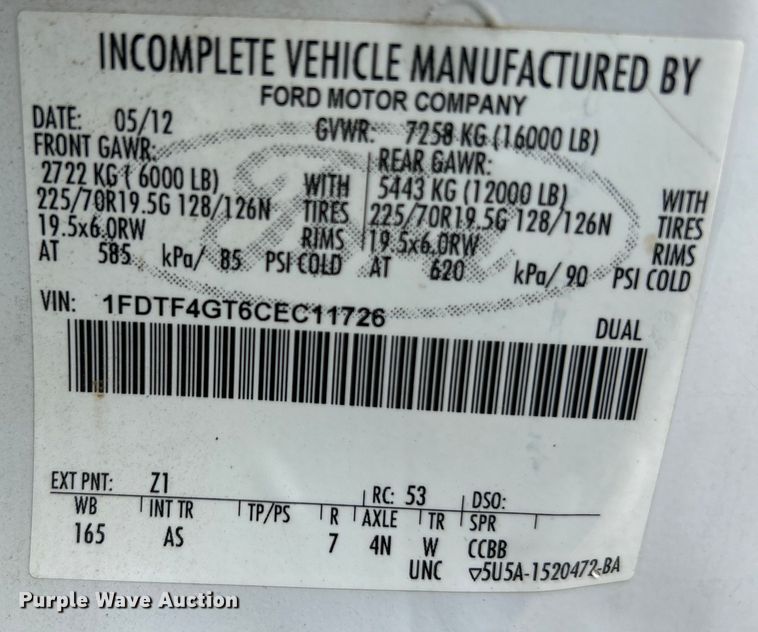 image for item EK4257 2012 Ford F450 XL Super Duty utility / service truck