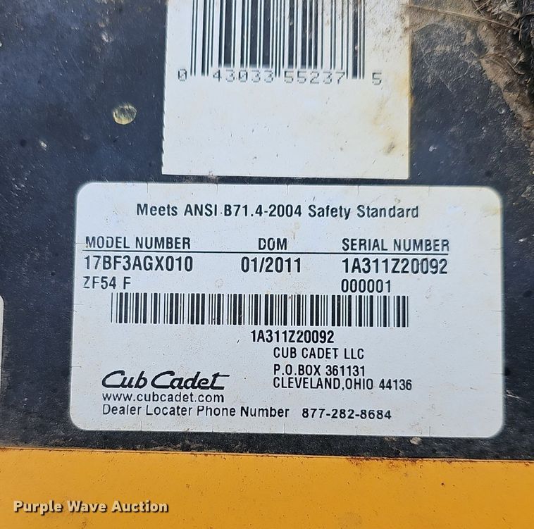 image for item EK5755 2011 Cub Cadet Z-Force ZTR lawn mower