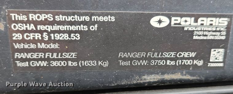 image for item LC9928 2021 Polaris Ranger 1000 utility vehicle