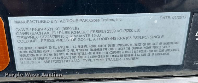 image for item LR9287 2018 Cross enclosed cargo trailer