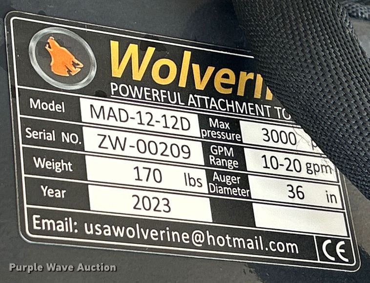 image for item MO9233 2023 Wolverine  MAD-12-12D compact utility loader auger