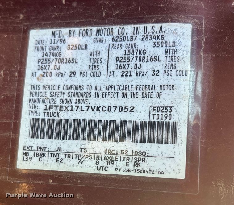 image for item NB9379 1997 Ford F150 SuperCab pickup truck