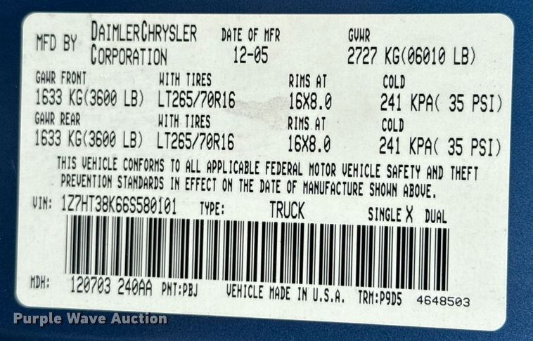 image for item ND9158 2006 Mitsubishi Raider Double Cab pickup truck