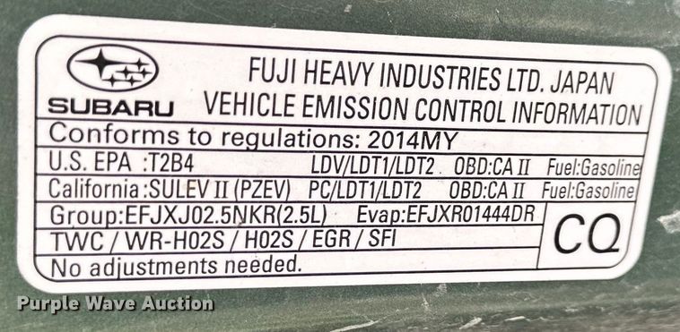 image for item NT9075 2014 Subaru  Outback  SUV