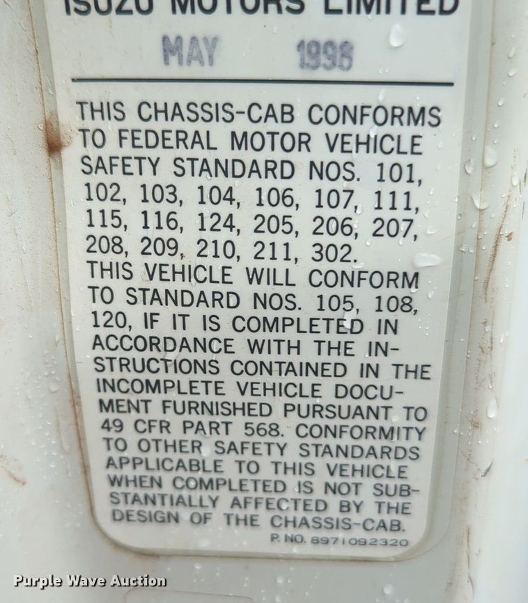 image for item NZ9549 1998 GMC W4500 box truck