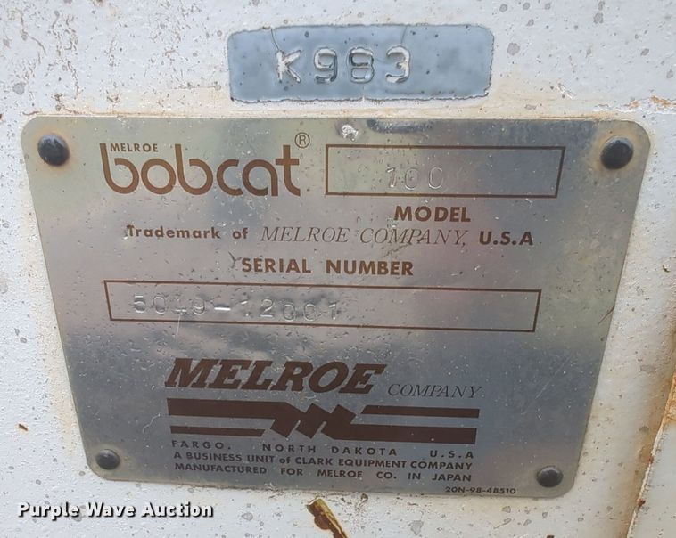 image for item NZ9600 1989 Bobcat 100 mini excavator