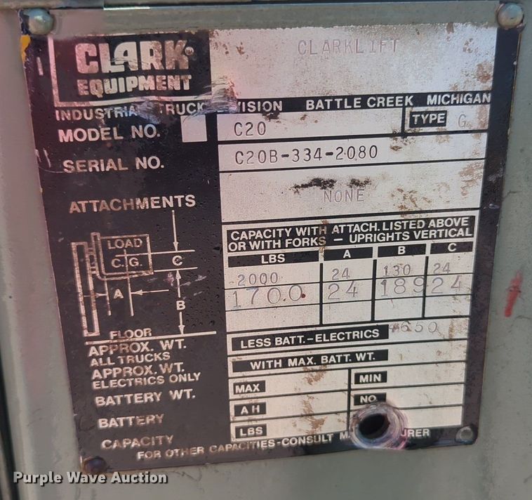 image for item NZ9617 Clark C20 forklift