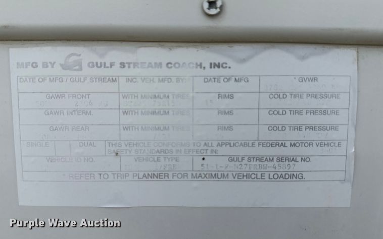 image for item OA9707 2001 Gulf Stream camper