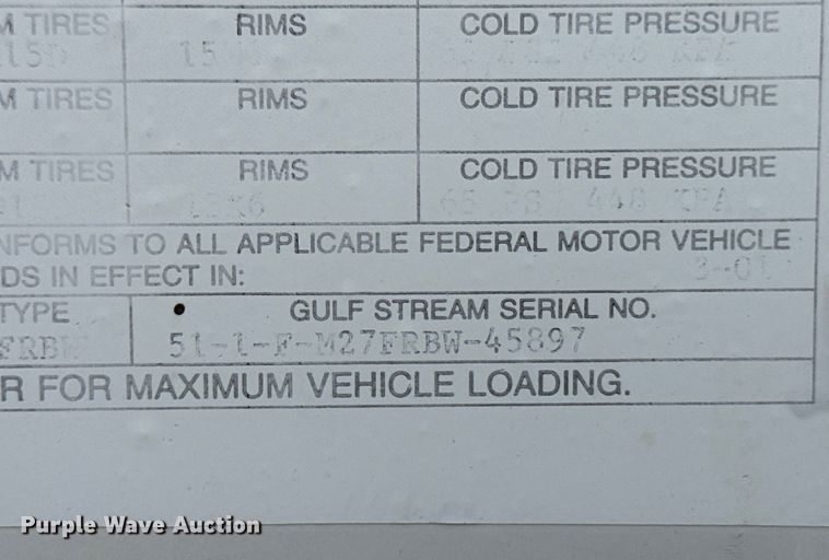 image for item OA9707 2001 Gulf Stream camper