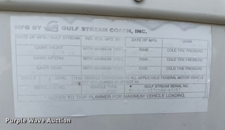 image for item OA9707 2001 Gulf Stream camper