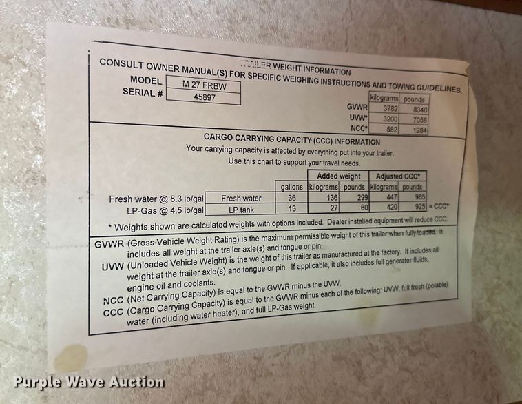 image for item OA9707 2001 Gulf Stream camper