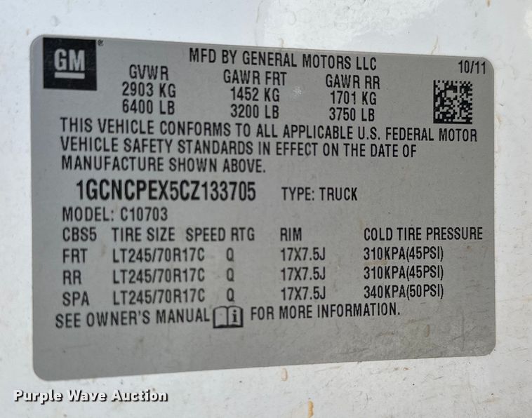 image for item OM9461 2012 Chevrolet  Silverado 1500 pickup truck