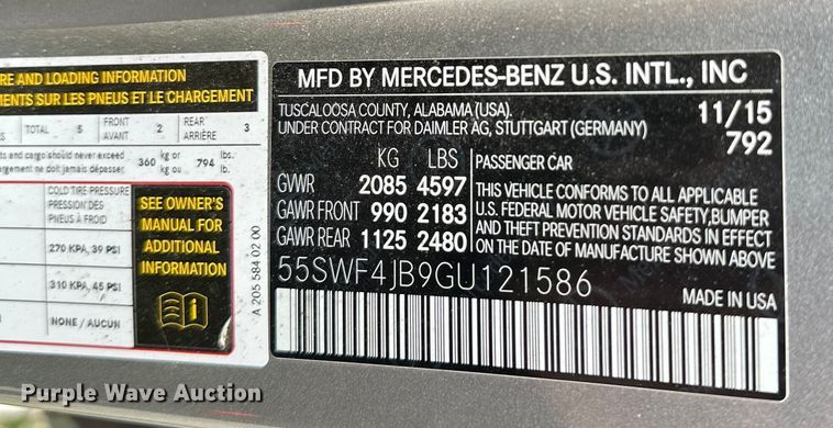 image for item OM9488 2016 Mercedes Benz C300 