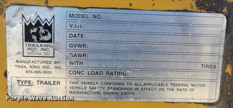 image for item DG0591 2004 Trail King TK60SSD-392 side dump trailer