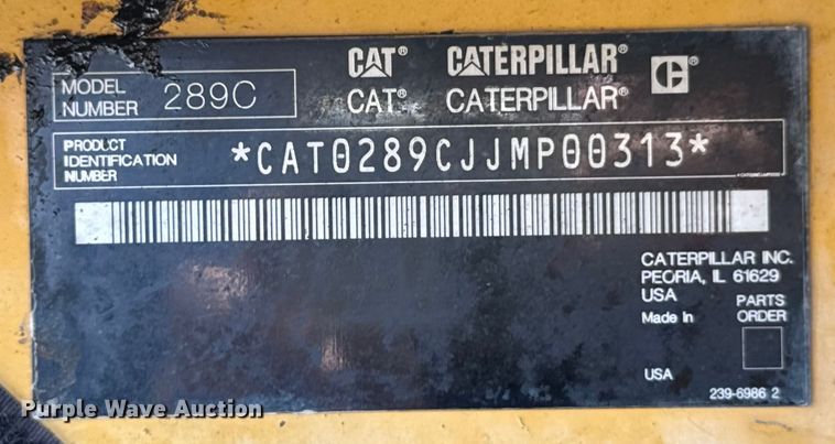 image for item DN7684 2008 Caterpillar  289C tracked skid steer loader