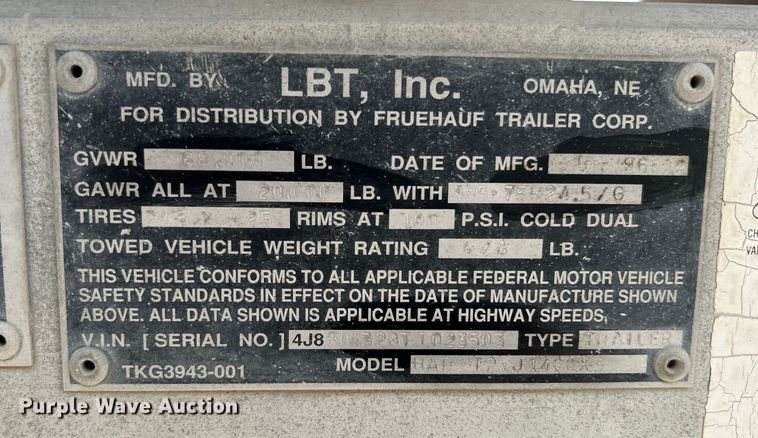 image for item DO1004 1996 Fruehauf  HAPT2J4003 tank trailer