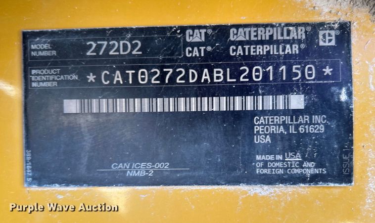 image for item DO1005 2018 Caterpillar 272D2 skid steer loader