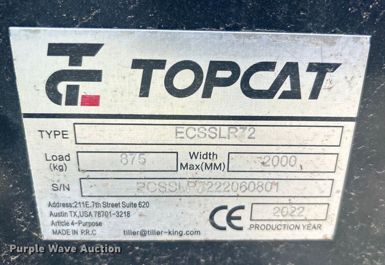 image for item DO1077 2022 TopCat  ECSSLR72 skid steer landscape rake
