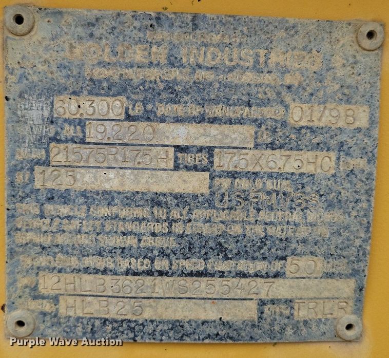 image for item DP1329 1998 Holden HLB25 equipment trailer