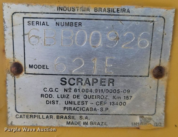 image for item DP3524 1988 Caterpillar 621E conventional scraper 