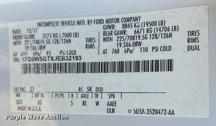 image for item DS2932 2018 Ford F550 bucket truck