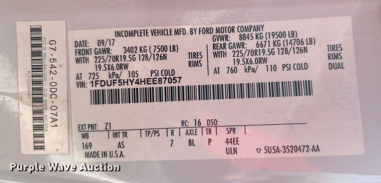 image for item EG1357 2017 Ford F550 Super Duty bucket truck