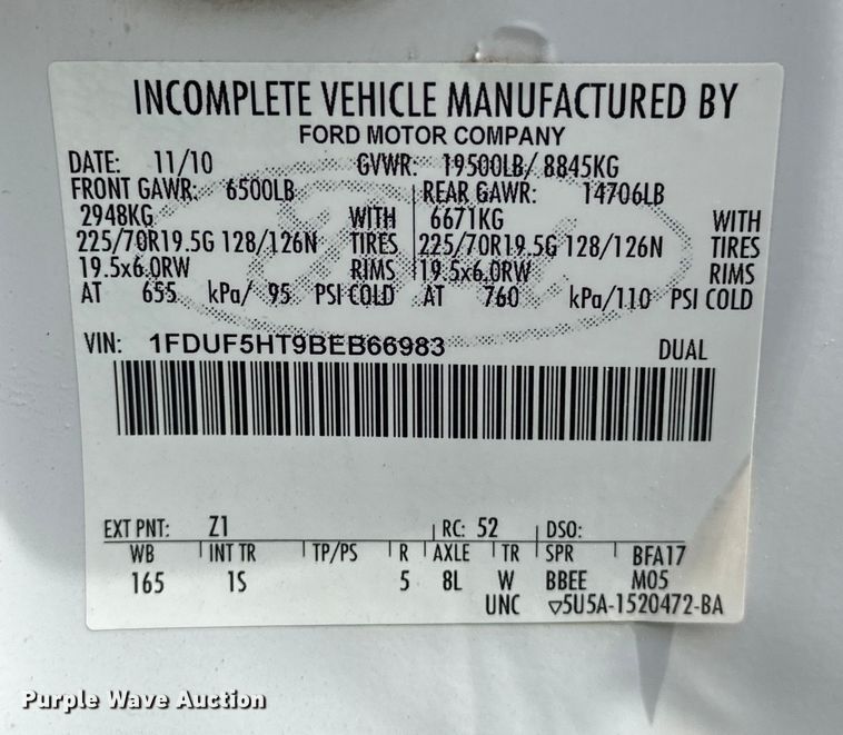 image for item EG1383 2011 Ford F550 Super Duty 