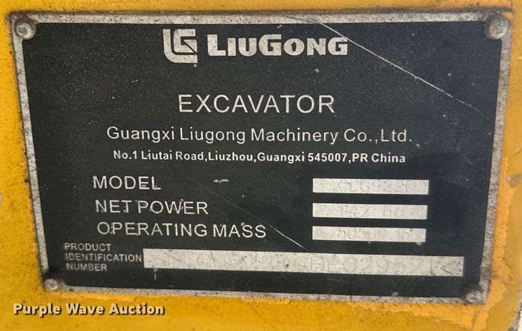 image for item EH3857 2011 LiuGong CLG922D excavator