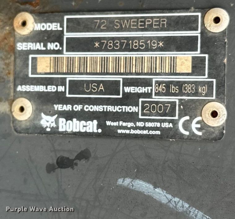 image for item EH5412 2007 Bobcat skid steer sweeper