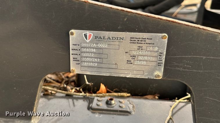 image for item EH5414 2019 Paladin Bradco GSS72 skid steer rotary mower