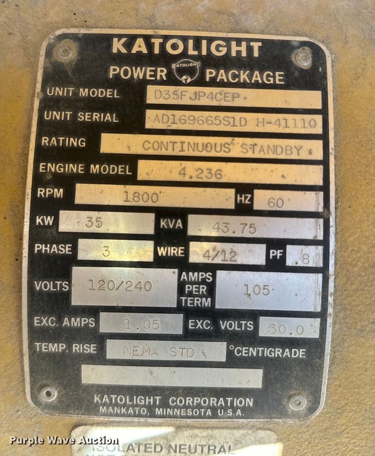 image for item EH5422 Katolight D35FJP4CEP generator