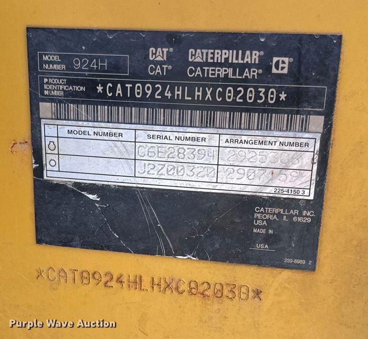 image for item EH5433 2011 Caterpillar 924H wheel loader