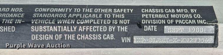 image for item EH6643 1989 Peterbilt 357 dump truck