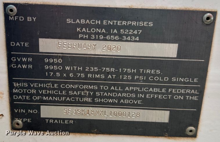 image for item EJ0395 2020 Slabach Enterprises Wheeler Reeler reel trailer