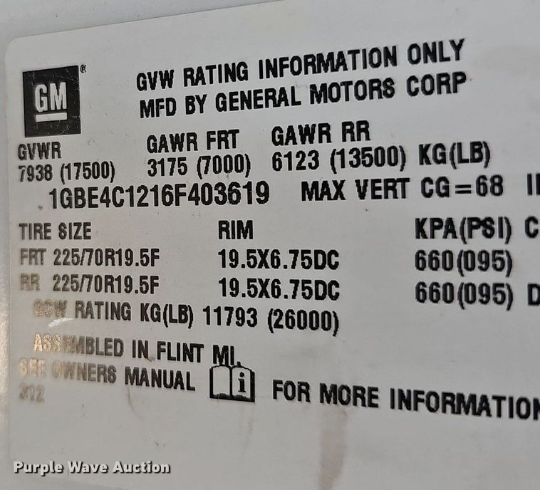 image for item EJ6255 2006 Chevrolet C4500 utility / service truck