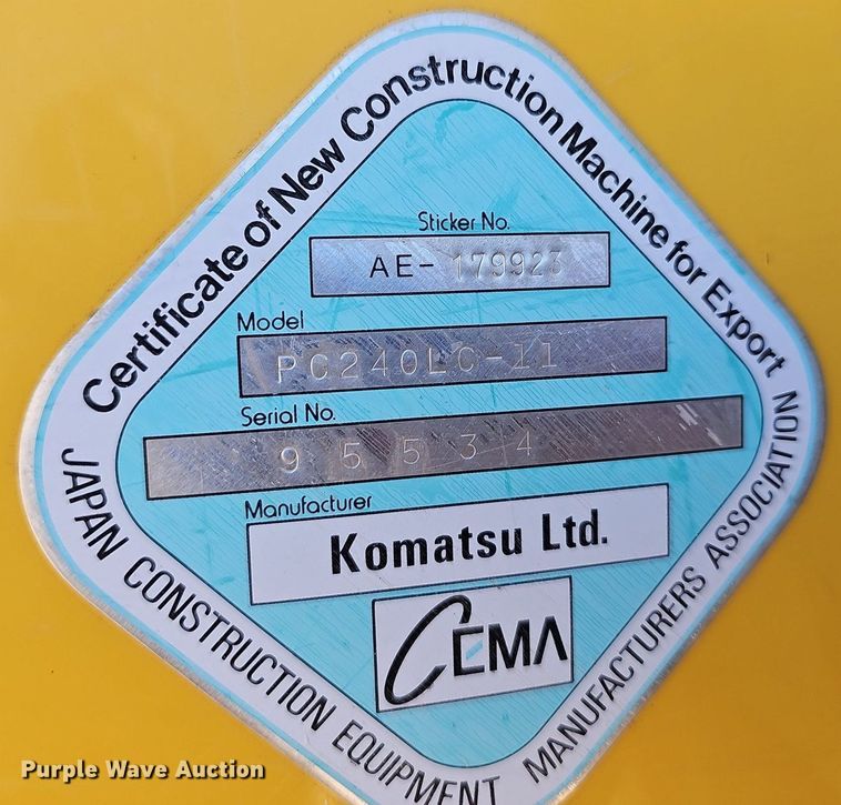 image for item EJ6258 2019 Komatsu  PC240LC-11 excavator