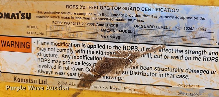 image for item EJ6258 2019 Komatsu  PC240LC-11 excavator