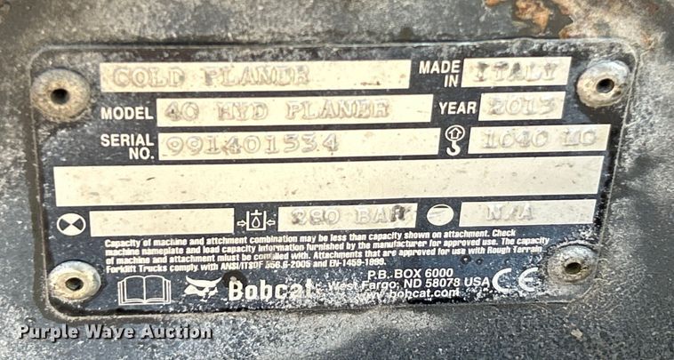 image for item EK4406 2013 Bobcat 40 HYD PLANER skid steer cold planer